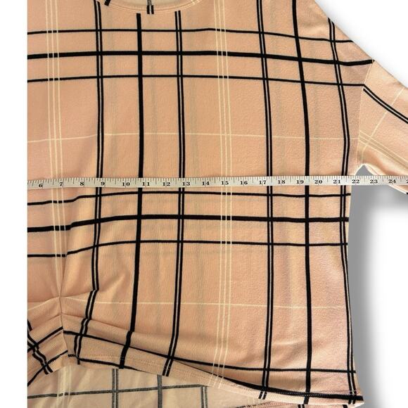 Fred David Sweater Size Medium Petal Plaid Long Sleeve Cinch Butter Soft Stretch - Picture 6 of 7